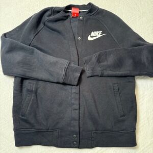 Nike Sportswear Varsity Bomber Jacket Black Snap Front Women's Medium